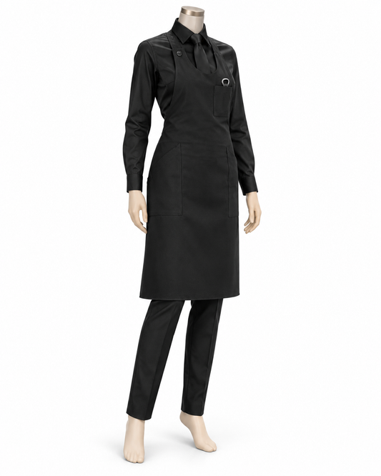Kit Basic Black Donna: camicetta nera, pantalone, cravatta e grembiule