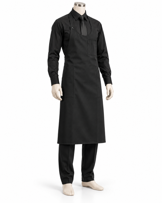 Kit Basic Black Uomo: camicia nera, pantalone, cravatta e grembiule