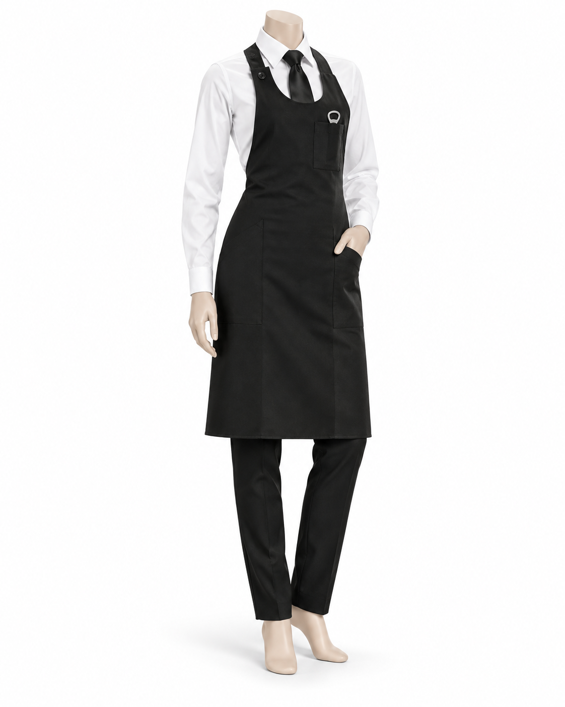 Kit Basic White Donna: camicetta bianca, pantalone, cravatta e grembiule