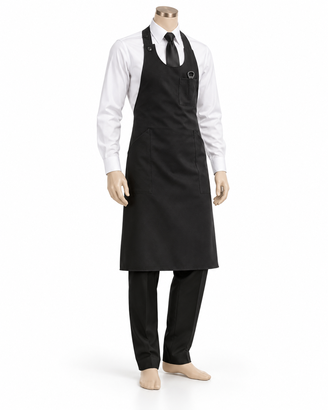 Kit Basic White Uomo: camicia bianca, pantalone, cravatta e grembiule
